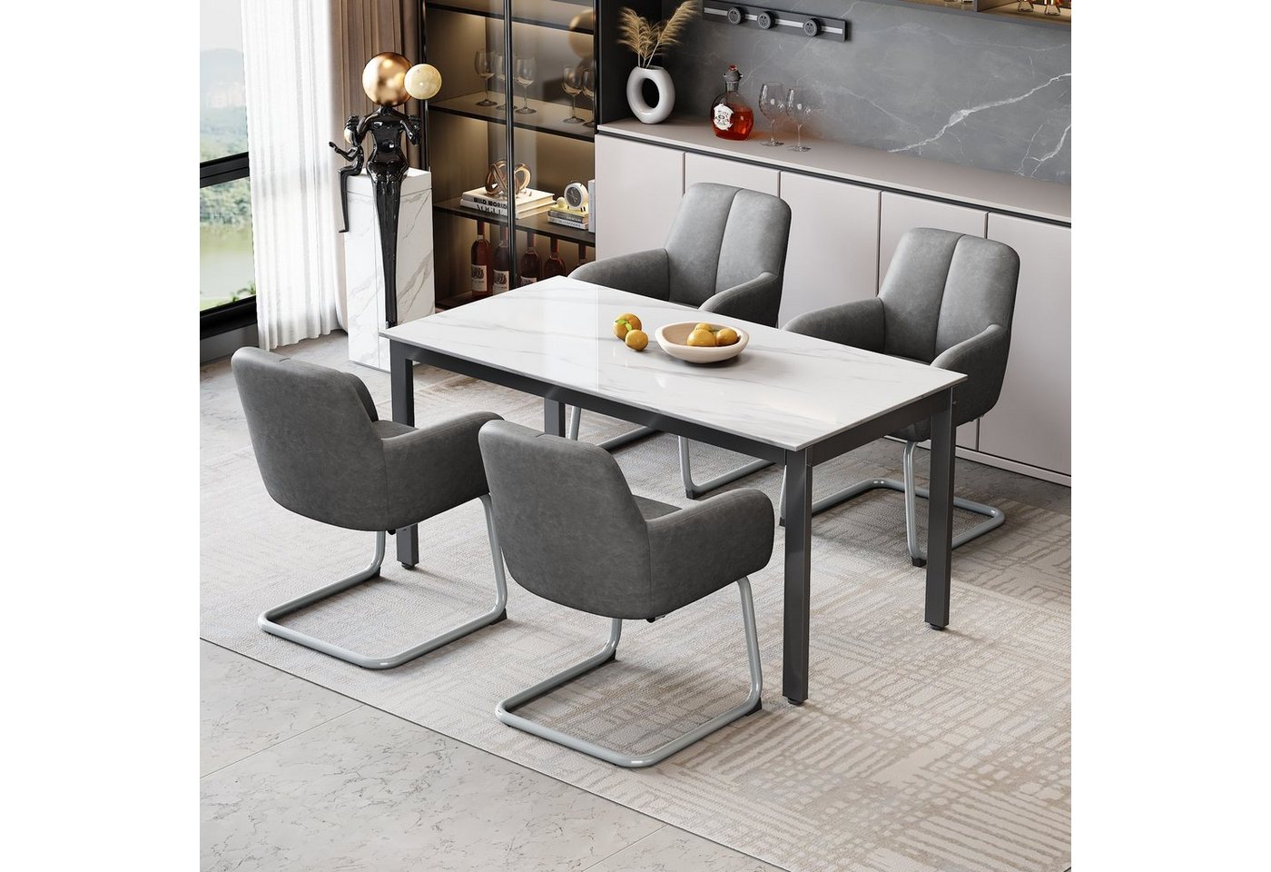 Ulife Stuhl Esszimmerstuhl, Sessel, moderner, minimalistischer Freizeitstuhl (4 St), mit gewölbten Stahlfüßen, 4er set von Ulife