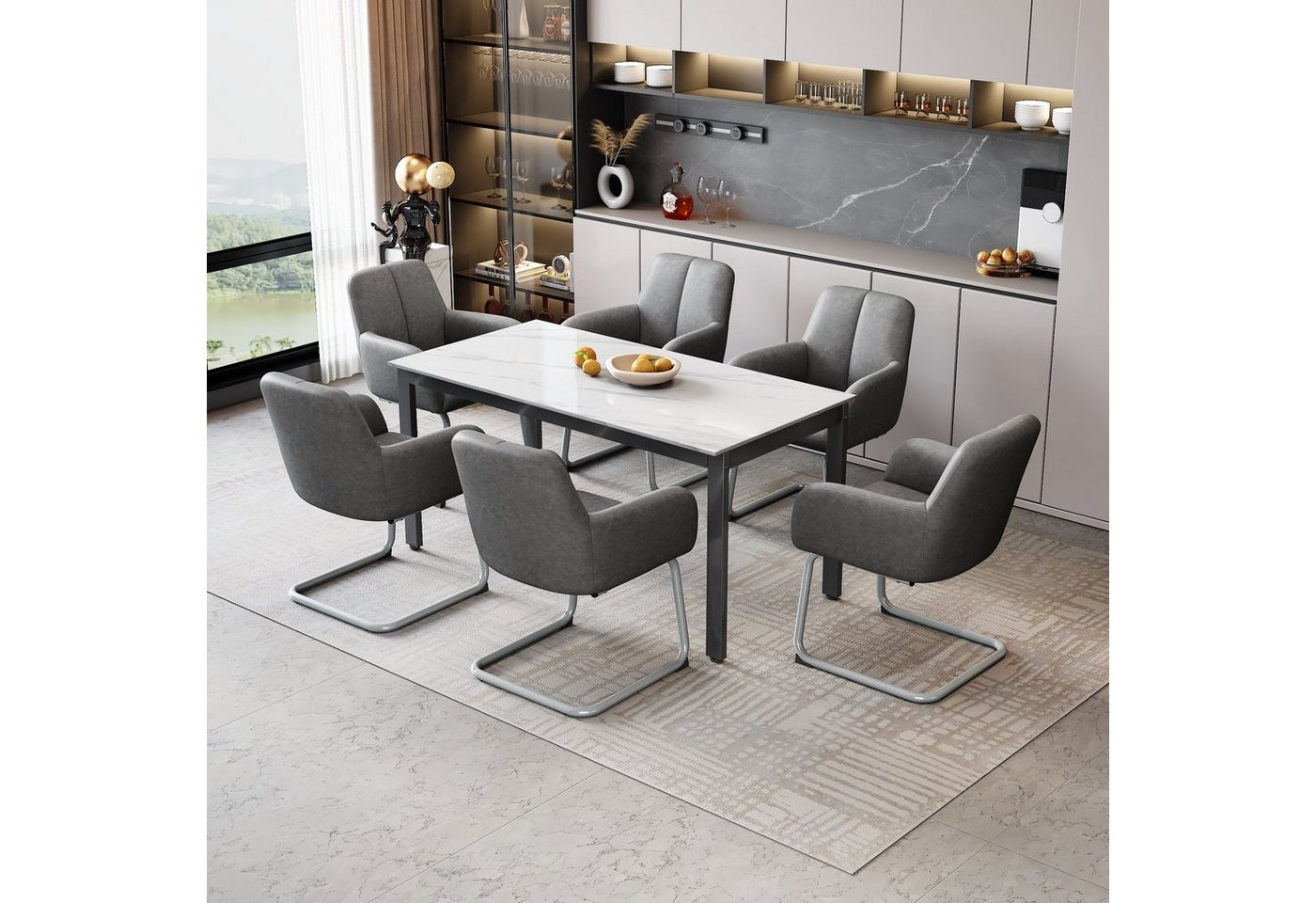 Ulife Stuhl Esszimmerstuhl, Sessel, moderner, minimalistischer Freizeitstuhl (6 St), mit gewölbten Stahlfüßen, 6er set von Ulife