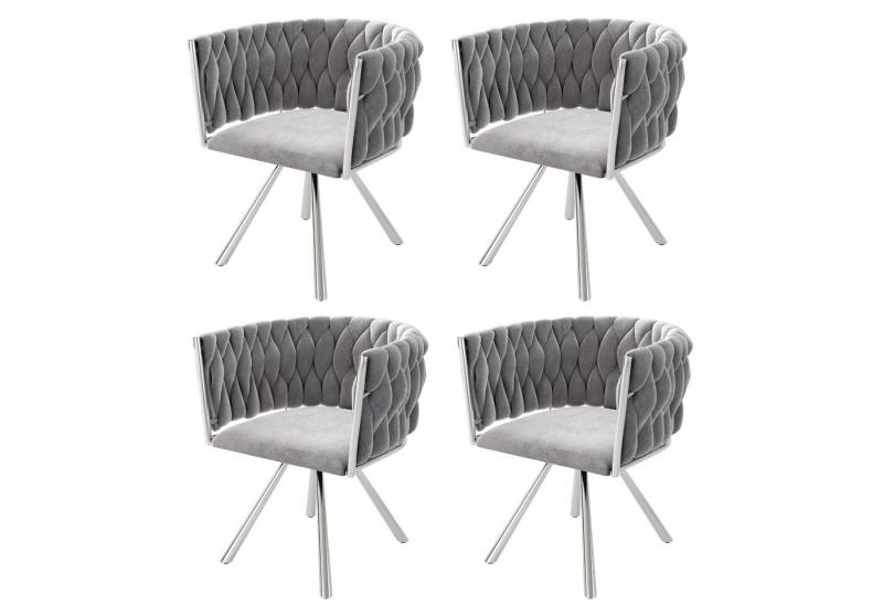 Ulife Stuhl Samt-Esszimmerstuhl Drehstuhl Polsterstuhl mit stabilen Metallbeinen (4 St), luxuriös und vielseitig, für Esszimmer, Wohnzimmer oder Schlafzimmer von Ulife
