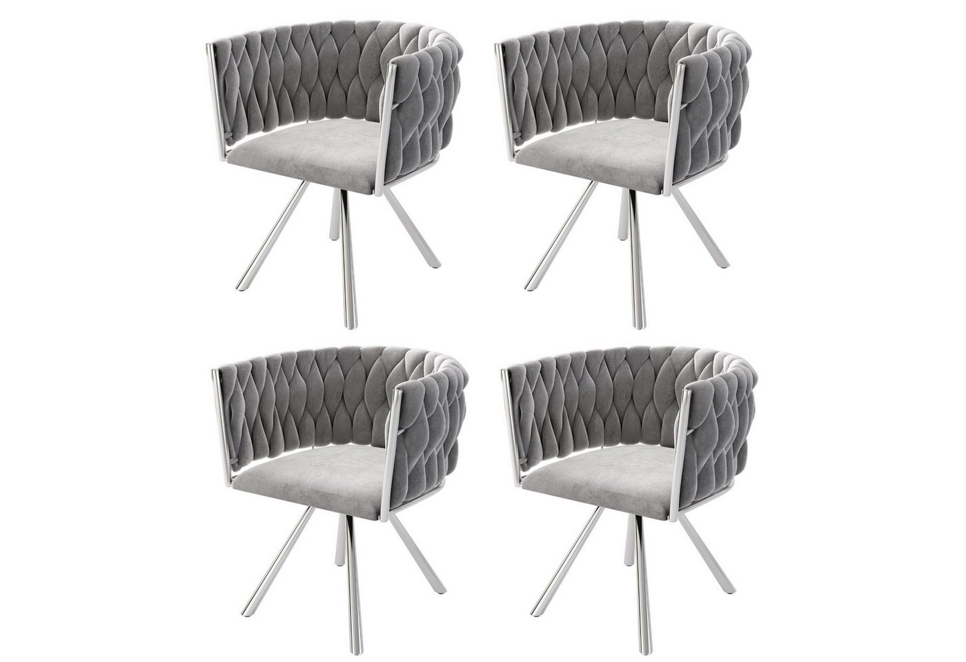 Ulife Stuhl Samt-Esszimmerstuhl Drehstuhl Polsterstuhl mit stabilen Metallbeinen (4 St), luxuriös und vielseitig, für Esszimmer, Wohnzimmer oder Schlafzimmer von Ulife