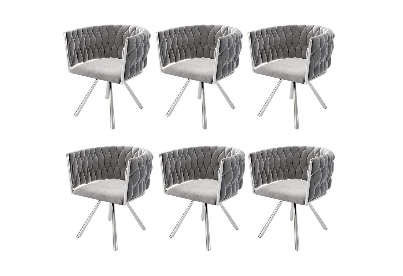 Ulife Stuhl Samt-Esszimmerstuhl Drehstuhl Polsterstuhl mit stabilen Metallbeinen (6 St), luxuriös und vielseitig, für Esszimmer, Wohnzimmer oder Schlafzimmer von Ulife