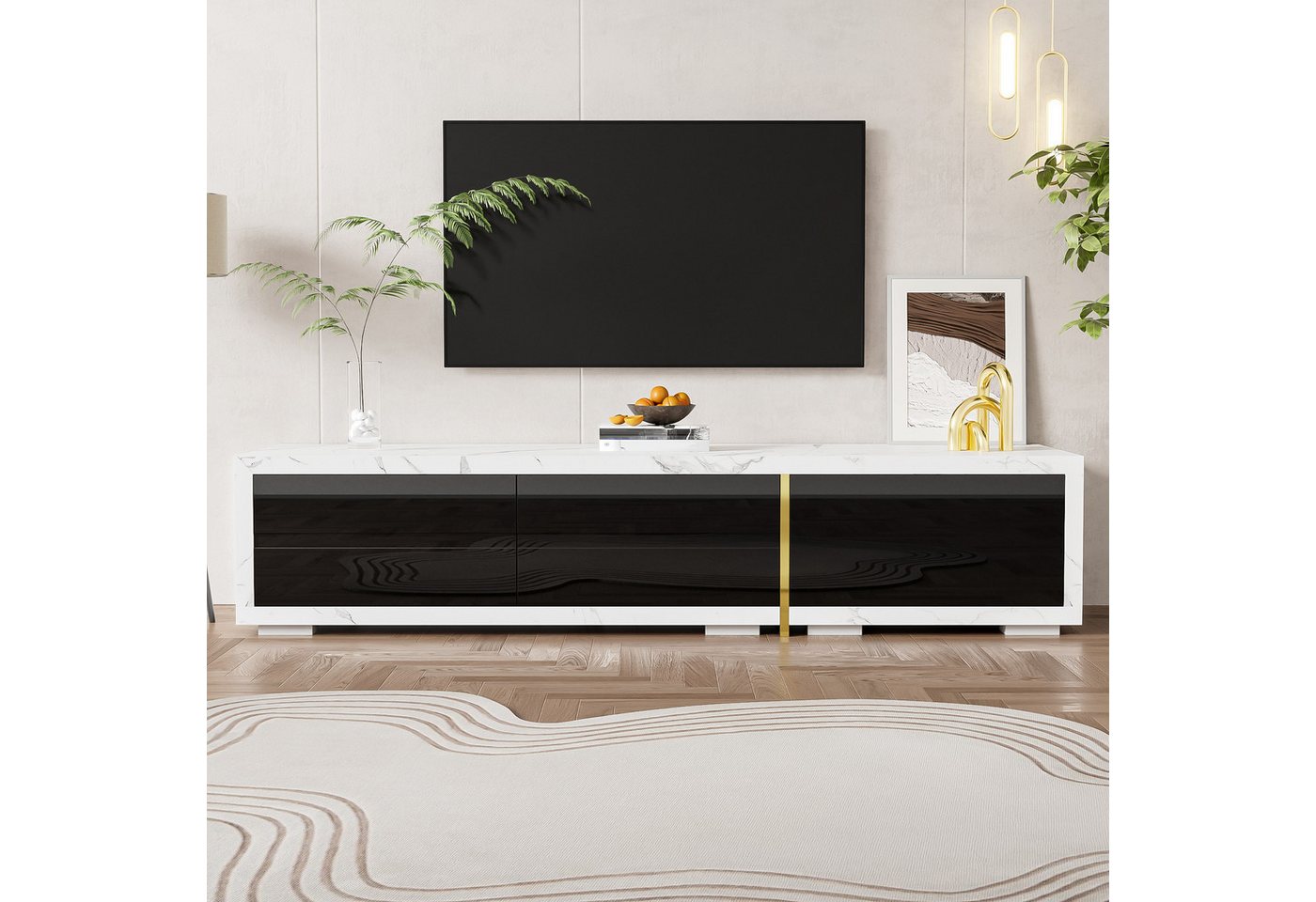 Ulife TV-Schrank Lowboard Fernsehtisch,TV-Board,TV-Ständer, 3 Türen, Marmoroptik mit flexibler Länge von 140-260 cm Ulife TV-Schrank Lowboard Fernsehtisch,TV-Board,TV-Ständer, 3 Türen, Marmoroptik mit flexibler Länge von 140-260 cm von Ulife