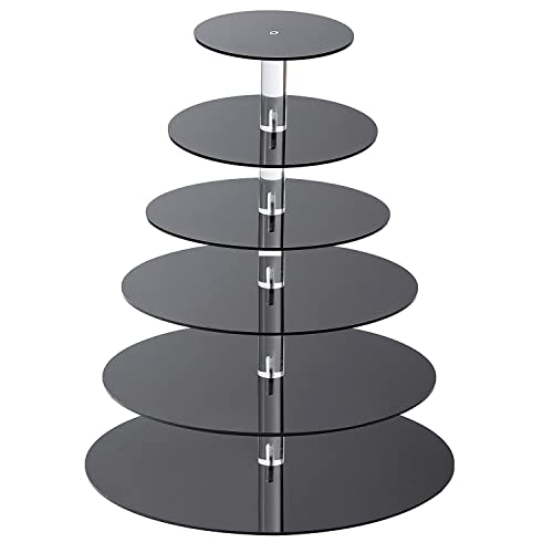 Cupcake Ständer, ULIFEME Tortenständer 6 Etagen Acryl für Hochzeit, Party, Geburtstag, Baby Duschen & Kuchen Dessert, Etagere 6-stöckig-4mm Dicke Acryl, Schwarz 6''/8''/10''/12''/14''/16'' Durchmesser von Ulifeme