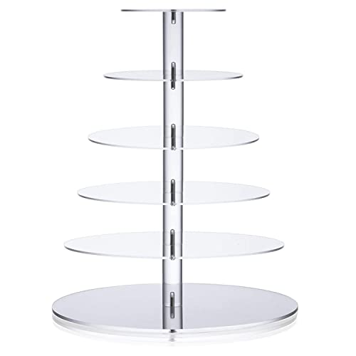 Cupcake Ständer, ULIFEME Tortenständer 6 Etagen Acryl für Hochzeit, Party, Geburtstag, Baby Duschen & Kuchen Dessert, Torten Etagere 6-stöckig 4mm Dicke Acryl, 16''/14''/12''/10''/8''/6'' Durchmesser von Ulifeme