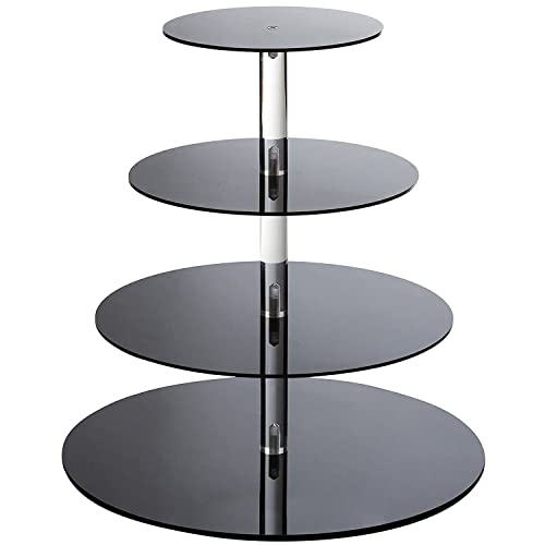 Ulifeme Cupcake Ständer, Tortenständer 4 Etagen Acryl für Hochzeit, Party, Geburtstag, Baby Duschen & Kuchen Dessert, Torten Etagere 4-stöckig - 4mm Dicke Acryl, Schwarz 6''/8''/10''/12'' Durchmesser von Ulifeme