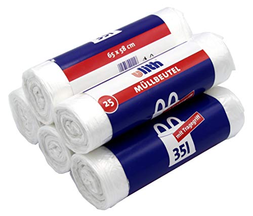Ulith 35-Liter-Müllbeutel mit Tragegriff, 35 Liter reißfest und flüssigkeitsdicht recycelbares Produkt und Verpackung von Ulith