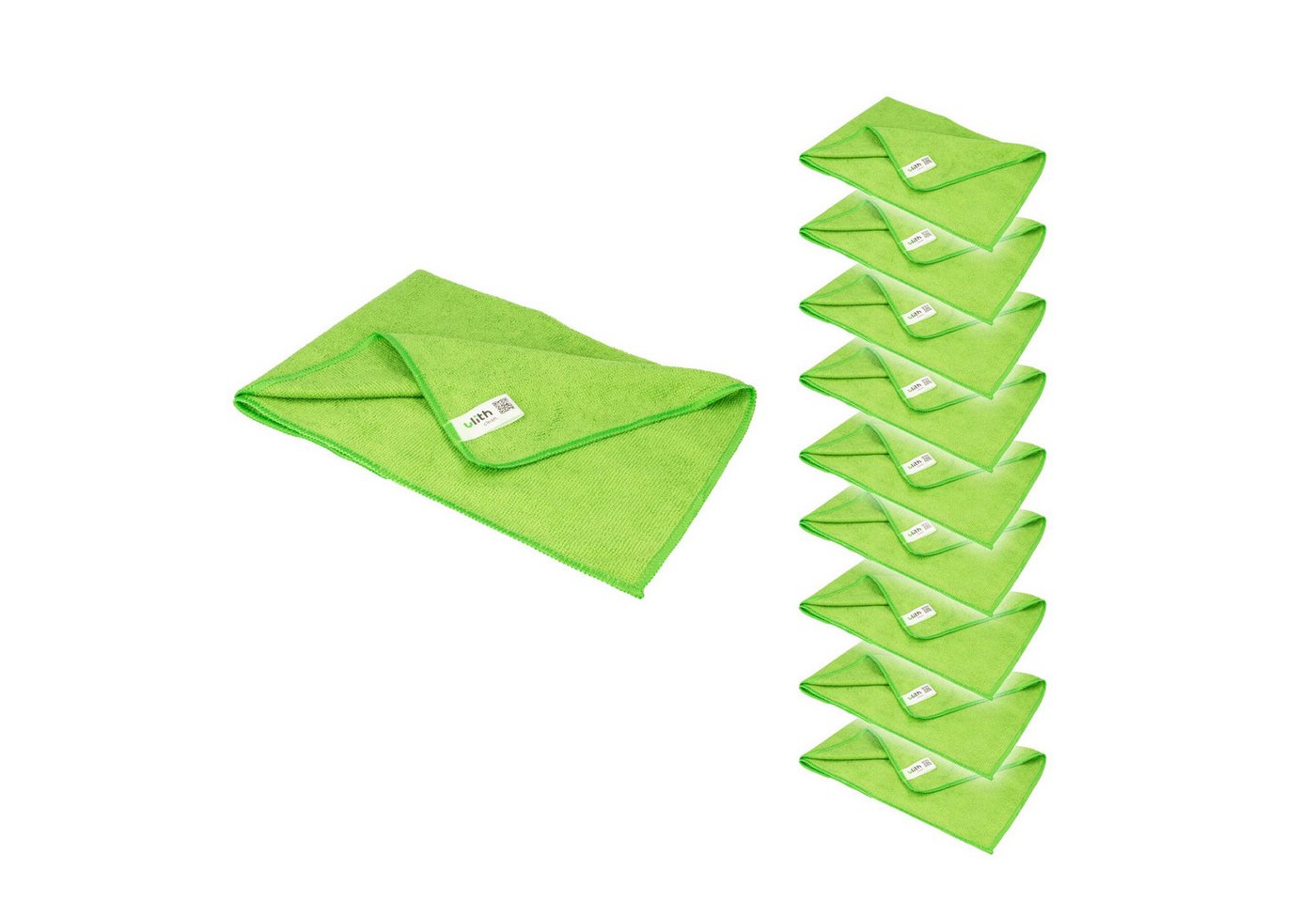 Ulith Clean-Basic Microfasertuch (10 Stück), 40 x 40 cm, Grün, 210 GSM Mikrofasertuch (grün) von Ulith
