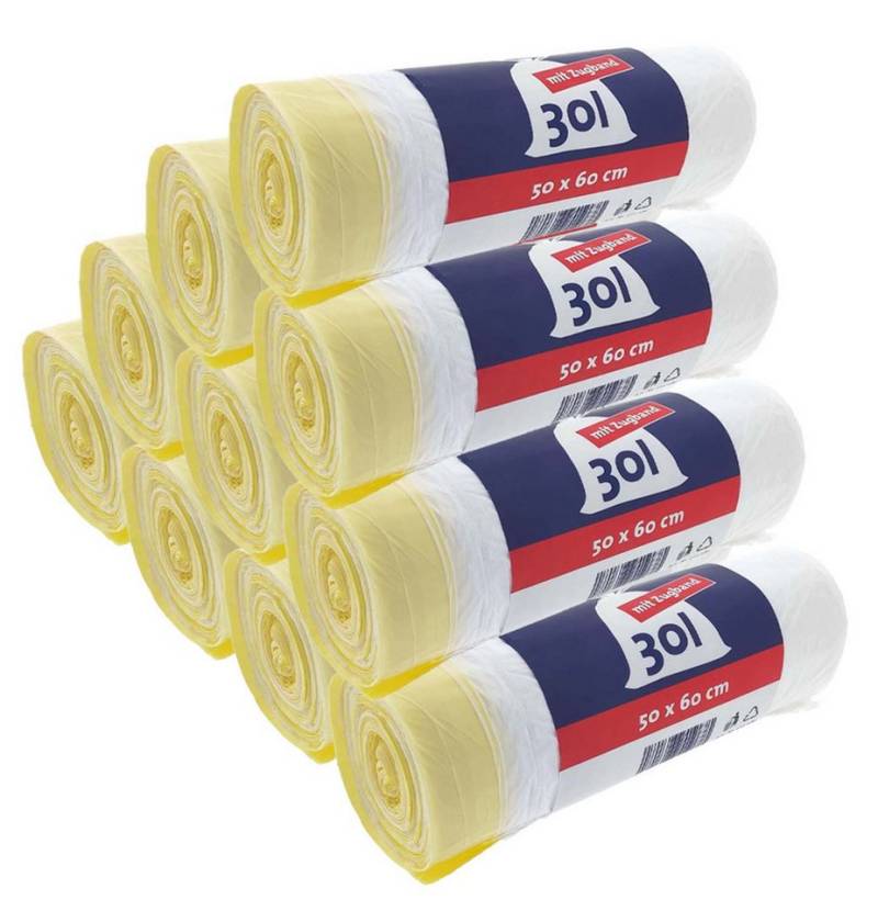 Ulith Müllbeutel Müllbeutel 30 L weiß mit Zugband 10 Rollen, Polysack Sammelkorb Abfallsack Abfallbeutel Mülltüte von Ulith