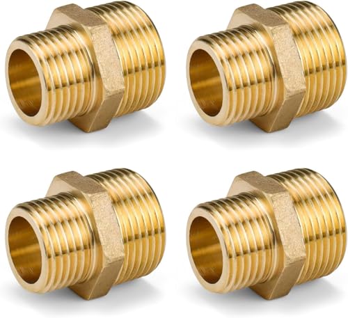 4 Stück 1/2 Zoll auf 3/4 Zoll Doppelnippel, Reduzierstück, Messing, Reduzierstück 3/4 auf 1/2, Außengewinde, Sechskant, Gewindeadapter, männlich, geeignet für Trinkwasser, Klempnerei, langlebig 4 Stück 1/2 Zoll auf 3/4 Zoll Doppelnippel, Reduzierstück, Messing, Reduzierstück 3/4 auf 1/2, Außengewinde, Sechskant, Gewindeadapter, männlich, geeignet für Trinkwasser, Klempnerei, langlebig von Uliwamowi