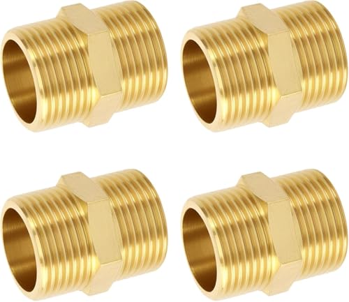 Doppelnippel, 3/4 Zoll, Außengewinde aus Messing, Doppelnippel, Sechskant, 3/4 Zoll, robust und rostfrei, Anschlüsse für Klempnerei, geeignet für Trinkwasser, beständig gegen hohen Druck und Doppelnippel, 3/4 Zoll, Außengewinde aus Messing, Doppelnippel, Sechskant, 3/4 Zoll, robust und rostfrei, Anschlüsse für Klempnerei, geeignet für Trinkwasser, beständig gegen hohen Druck und von Uliwamowi