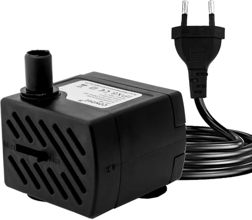 Mini-Tauchpumpe, 3 W, 180 l/h, verstellbare Wasserpumpe mit Netzkabel, sehr leise Brunnenpumpe für Aquarium, Brunnen, Tisch, Hydrokulturen, Brunnen für Tiere und von Uliwamowi
