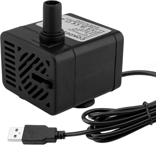 Mini-Tauchpumpe, USB DC 5 V, 1 – 3 W, 200 l/h, Mini-Pumpe für Aquarium, sehr leise, verstellbar für Brunnen, Teich, Hydrokulturen, Bewässerungssystem, Tischpumpe, Brunnen für Tiere, 2 Stück Mini-Tauchpumpe, USB DC 5 V, 1 – 3 W, 200 l/h, Mini-Pumpe für Aquarium, sehr leise, verstellbar für Brunnen, Teich, Hydrokulturen, Bewässerungssystem, Tischpumpe, Brunnen für Tiere, 2 Stück von Uliwamowi
