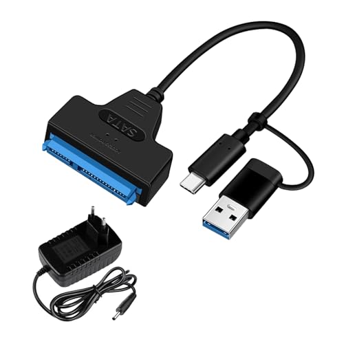 SATA-Kabel auf USB 3.0, Adapter USB SATA mit 12 V Stromversorgung, Konverter kompatibel mit internen externen Festplatten SSD/HDD 2,5 Zoll 3,5 Zoll, Übertragung 5 Gbps Plug & Play, Buchse für Windows von Uliwamowi
