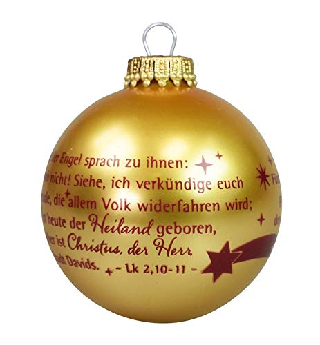 Christbaumkugel mit Weihanchtsgeschichte Bedruckt | Baumschmuck Gold rot | Adventsgeschenke von Uljö