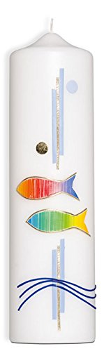 Uljö °* Kerze Regenbogen/Fische/Wellen 22cm, Handarbeit von Uljö