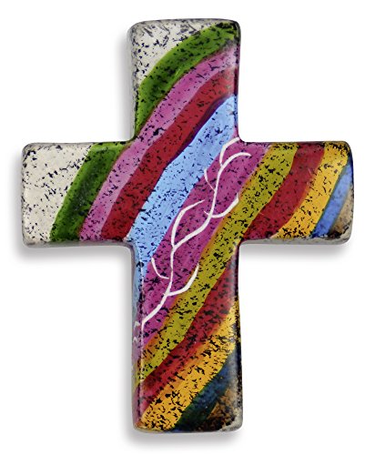 Uljö °° Handschmeichler Kreuz aus Speckstein - handbemalt, Fair-Trade (regenbogenfarben) von Uljö