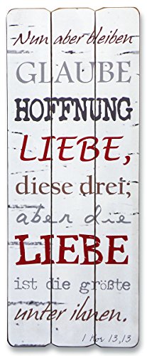 Wandbild Vintage Glaube Hoffnung Liebe Holz 30 x 80 cm von Uljö