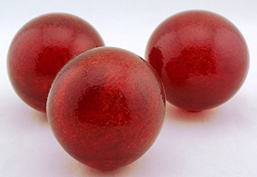 Dekokugeln aus Glas in rot- mundgeblasen im 3er Set von Ullmannglass