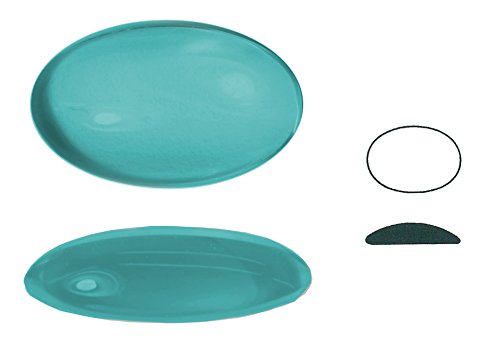 Ullmannglass Muggelstein aus Glas, 1 STK., gerumpelt, Ränder rondiert, oval, ca. 24x14 mm, h ca. 6 mm (transparent blaugrün) von Ullmannglass