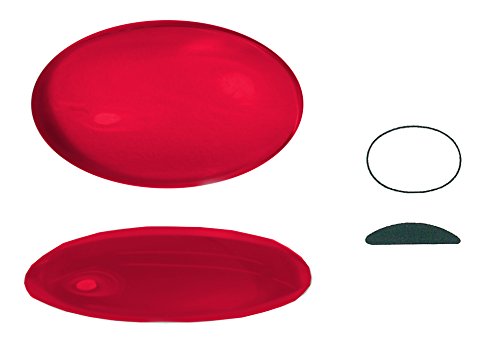 Ullmannglass Muggelstein aus Glas, 1 STK., gerumpelt, Ränder rondiert, oval, ca. 24x14 mm, h ca. 6 mm (transparent dunkelrot) von Ullmannglass