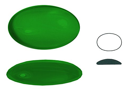 Ullmannglass Muggelstein aus Glas, 1 STK., gerumpelt, Ränder rondiert, oval, ca. 24x14 mm, h ca. 6 mm (transparent smaragdgrün) von Ullmannglass