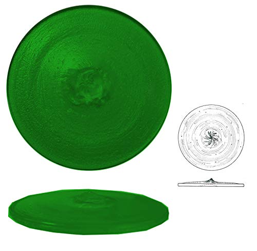 Ullmannglass Butze gepresst aus Glas, 1 STK, rund, Ränder geschert, Ø ca. 80 mm, h am Rand ca. 4 mm und h in der Mitte ca. 10 mm (transparent smaragdgrün) von Ullmannglass