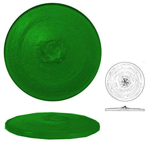 Ullmannglass Butze gepresst aus Glas, 1 STK, rund, Ränder geschert, Ø ca. 60 mm, h am Rand ca. 4 mm und h in der Mitte ca. 9 mm (transparent smaragdgrün) von Ullmannglass