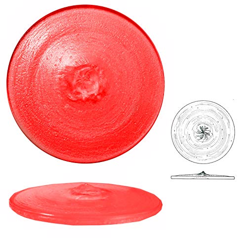 Ullmannglass Butze gepresst aus Glas, 1 STK., rund, Ränder geschert, Ø ca. 80 mm, h am Rand ca. 4 mm und h in der Mitte ca. 10 mm (transparent hellrot) von Ullmannglass