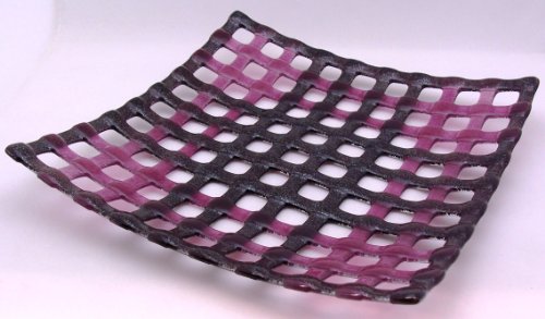 Ullmannglass Schale Gitternetz aus Glas - handarbeit in violet-pink von Ullmannglass
