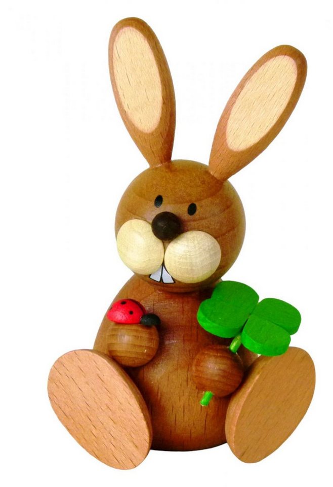 Ullrich Kunsthandwerk Osterhase Ullrich Osterhase Dekofiger mit Kleeblatt und Marienkäfer von Ullrich Kunsthandwerk