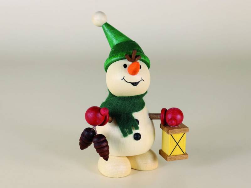 Ullrich Kunsthandwerk Schneemann Miniaturfigur Schneemann mit Zapfen und Laterne bunt BxH 6,5x10cm NEU von Ullrich Kunsthandwerk