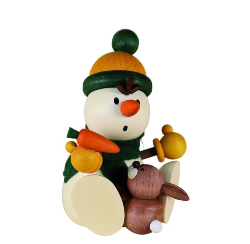 Ullrich Kunsthandwerk Schneemann Ullrich Geschenkbox kleiner Schneemann mit Hase, 8,5 cm von Ullrich Kunsthandwerk