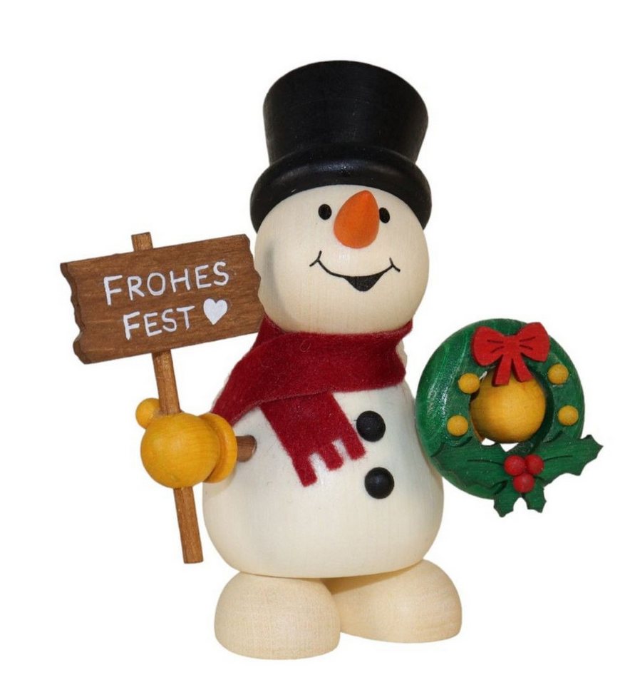 Ullrich Kunsthandwerk Schneemann kleiner Schneemann mit Weihnachtskranz "Frohes Fest" Ullrich Kunsthandwerk Schneemann kleiner Schneemann mit Weihnachtskranz "Frohes Fest" von Ullrich Kunsthandwerk