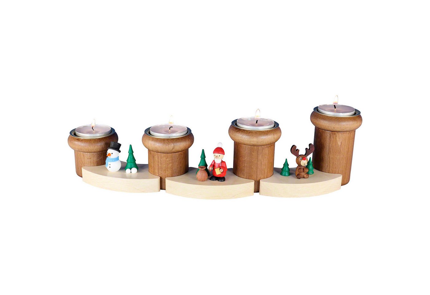 Ullrich Kunsthandwerk Schwibbogen Teelichthalter - Advent "Weihnachtsmann, Schneemann und Elch" (8cm) vo von Ullrich Kunsthandwerk