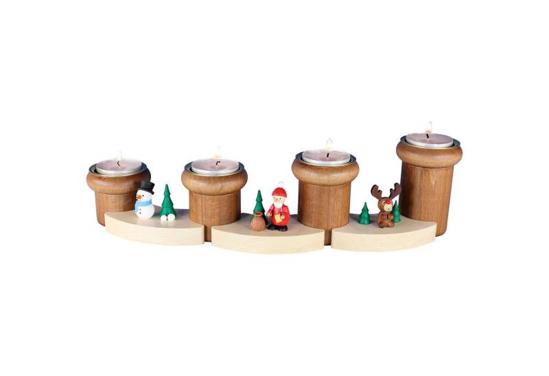 Ullrich Kunsthandwerk Schwibbogen Teelichthalter - Advent "Weihnachtsmann, Schneemann und Elch" (8cm) vo von Ullrich Kunsthandwerk