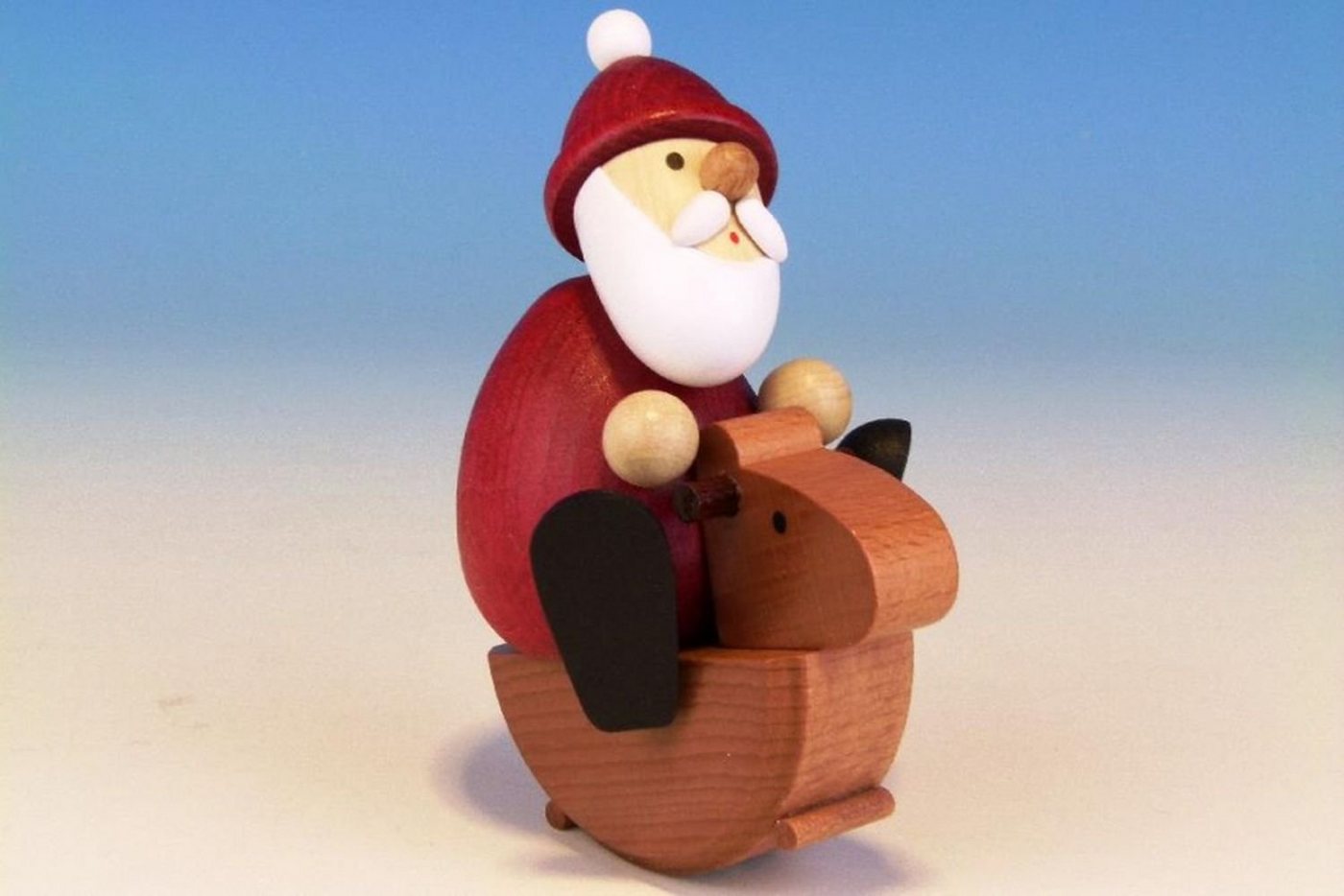 Ullrich Kunsthandwerk Weihnachtsfigur Holzfigur Weihnachtsmann auf Schaukelpferd HxBxT 10,5x6x7,5cm NEU von Ullrich Kunsthandwerk