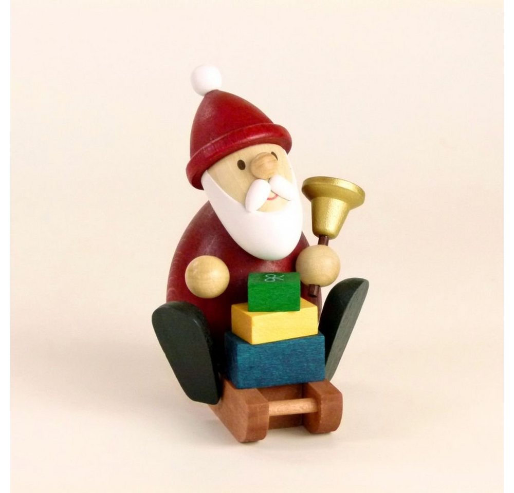 Ullrich Kunsthandwerk Weihnachtsfigur Holzfigur Weihnachtsmann mit Schlitten und Geschenken HxB 9,5x6,5cm N von Ullrich Kunsthandwerk