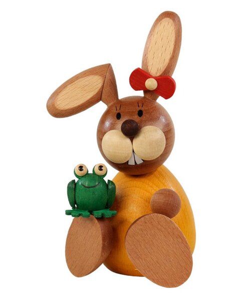 Ullrich Neuhausen Osterhase Osterhäsin sitzend mit Frosch aus dem Erzgebirge von Ullrich Neuhausen