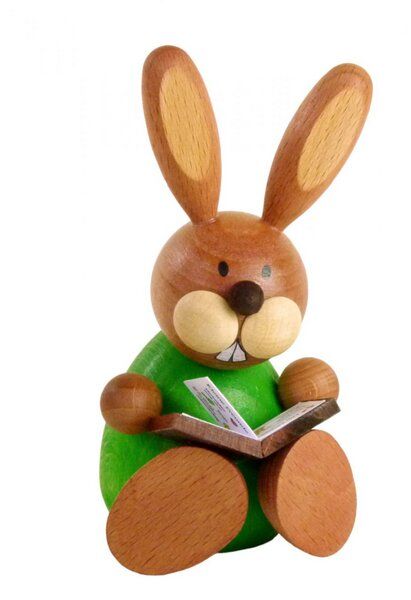 Ullrich Neuhausen Osterhase sitzend mit Buch aus dem Erzgebirge von Ullrich Neuhausen