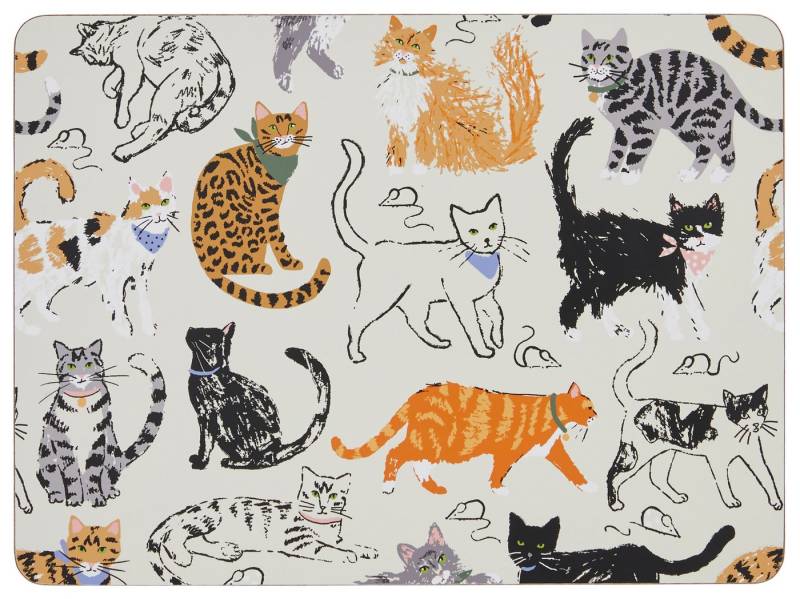Ulster Weavers Platzset Feline Friends, (Set, 4-St., 4-teilig), Tischset Korkunterseite hitzebeständig abwaschbar ca.21x29x0,5cm von Ulster Weavers