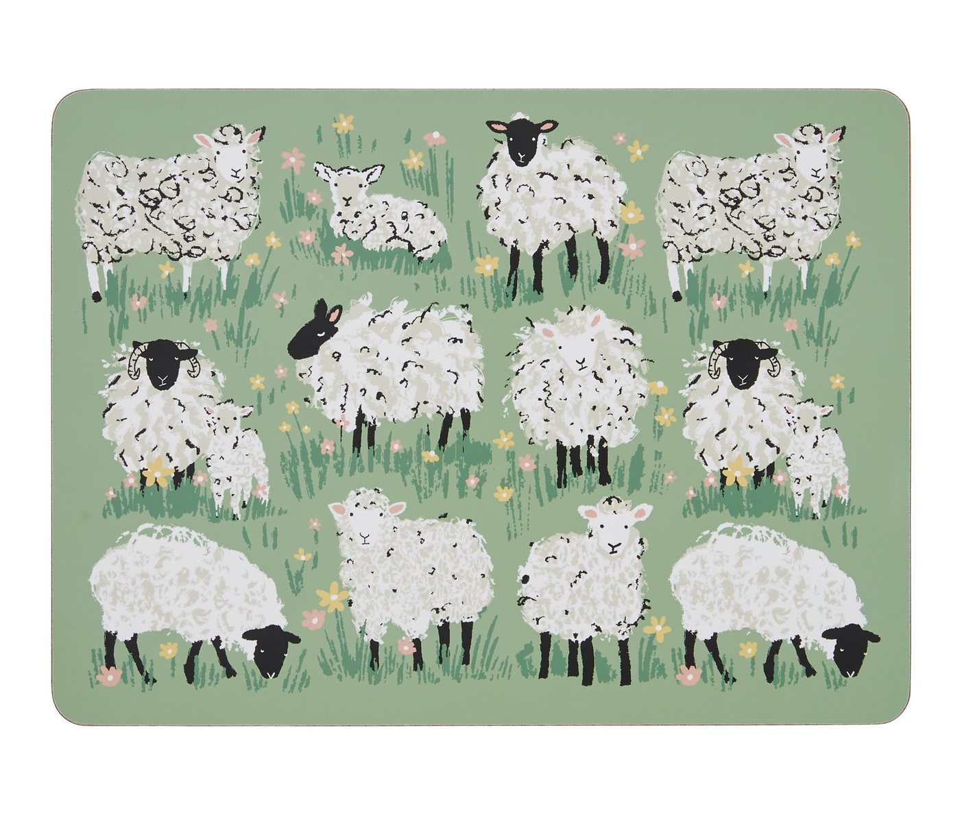 Platzset, Woolly Sheep, Ulster Weavers, (Set, 4-St., 4-teilig), Tischset Korkunterseite hitzebeständig abwaschbar ca.21x29x0,5cm von Ulster Weavers