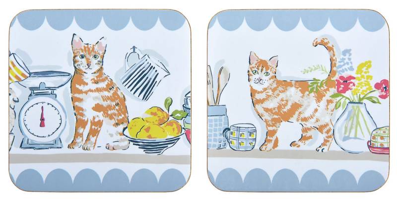Ulster Weavers Getränkeuntersetzer Pantry Cats, 4-tlg., Glas-/Tassen Untersetzer Tischuntersetzer ca.10,5x10,5x0,5cm von Ulster Weavers