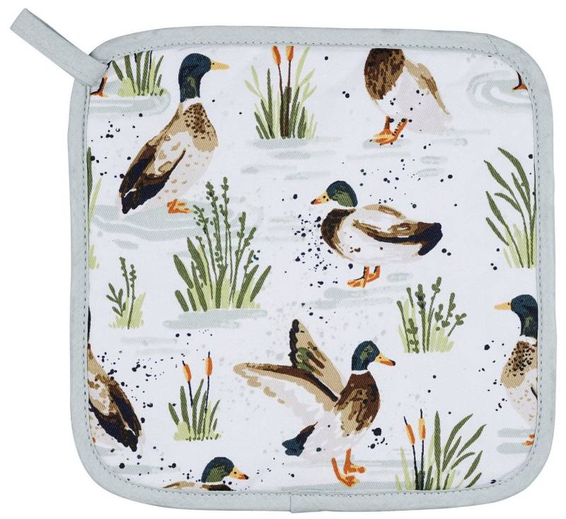 Ulster Weavers Topflappen Farmhouse Ducks, (Set, 1-tlg., Set), 1x Topflappen hitzebeständig wattiert Pfannen Untersetzer ca.21x21cm von Ulster Weavers