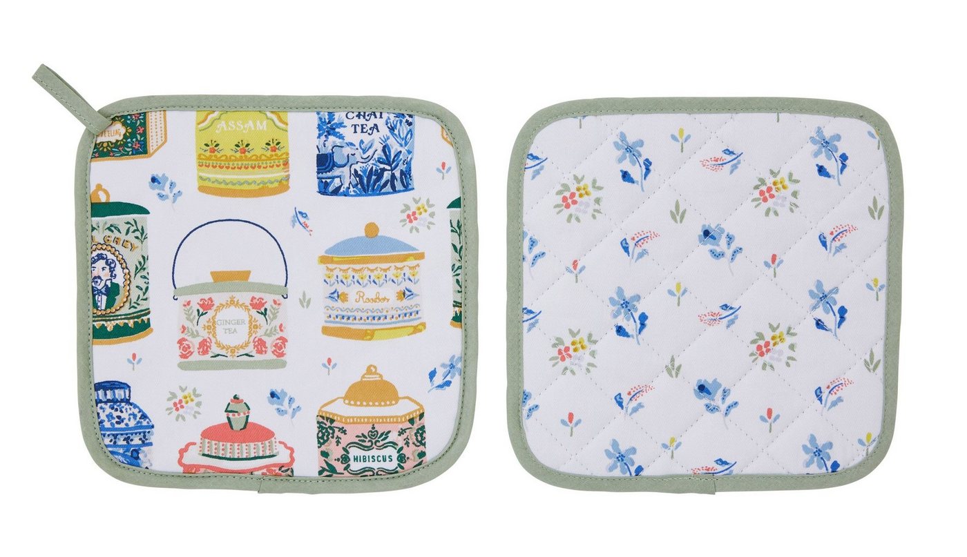 Ulster Weavers Topflappen Tea Tins, (Set, 1-tlg., 1-teilig), 1x Topflappen hitzebeständig wattiert Pfannen Untersetzer ca.21x21cm von Ulster Weavers