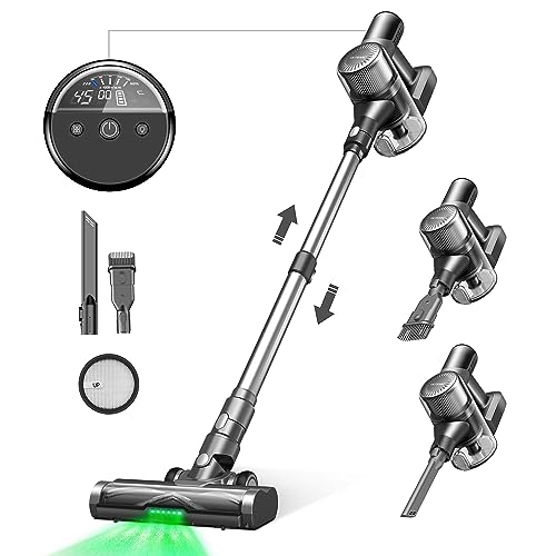 Ultenic U12 Vesla Akku Staubsauger, 30KPa Staubsauger Kabellos, Vacuum Cleaner Akkusauger Lange Laufzeit 45 Min, Green Eye™ und Anti Haare Design, 1L Stielstaubsauger für Teppich Hartböden Tierhaare von Ultenic