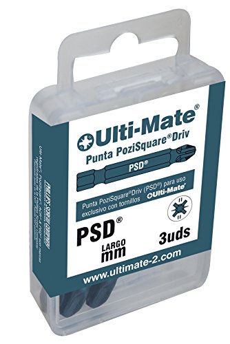 ULTI-MATE II ULB2512S - Caja con 3 puntas PoziSquare Driv (PSD) de 1-2 x 25 mm. Especiales para tornillos de alto rendimiento Ulti-Mate II. von Ulti-Mate II