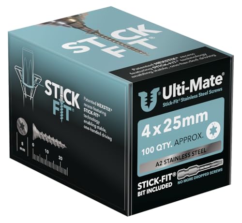 Ulti-Mate Holzschrauben aus Edelstahl, 4,0 x 25 mm, 100 Stück von Ulti-Mate