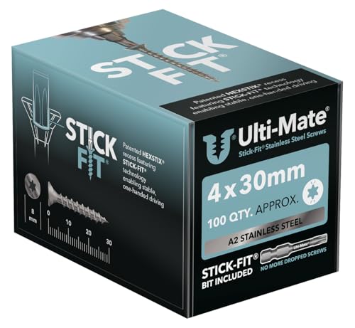 Ulti-Mate Holzschrauben aus Edelstahl, 4,0 x 30 mm, 100 Stück von Ulti-Mate