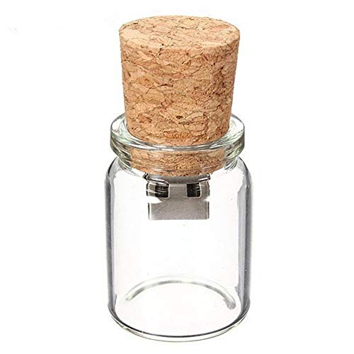 Ulticool - Flasche 8 GB Kork Glas – USB Stick - Flashspeicher - Valentinstag für ihn/sie - Bottle Glass Kork Memory Stick Data Storage - Pen Drive - Speicherstick – Transparent von Ulticool