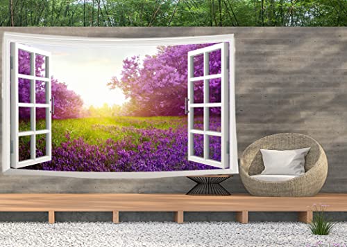 Ulticool – Ansicht Blumen Lavendel Natur - Wandteppich Poster - 200x150 cm - Gartenposter - Wandteppich groß – Dekoration Zubehörteil für Garten und Wohnzimmer von Ulticool